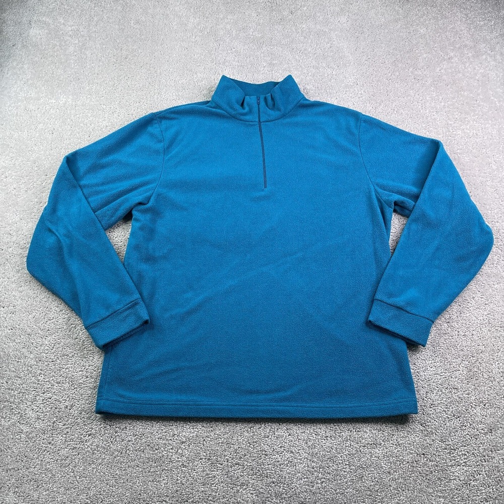 Sahalie Fleece Sweater Womens Medium Blue Butterfleece Quarter Zip Pullover